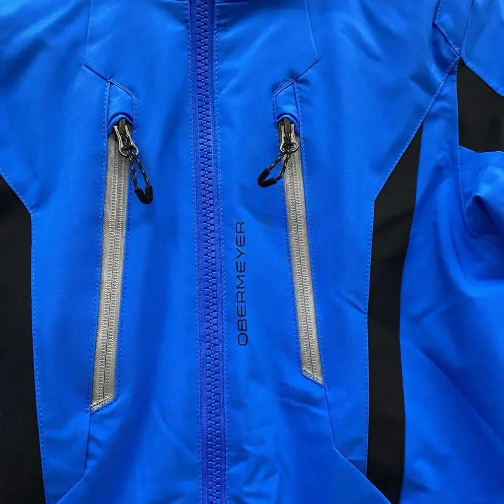 Obermeyer Boys Ski Jacket Teen L 14-16 Electric Blue Insulated Snow 41055 Hooded